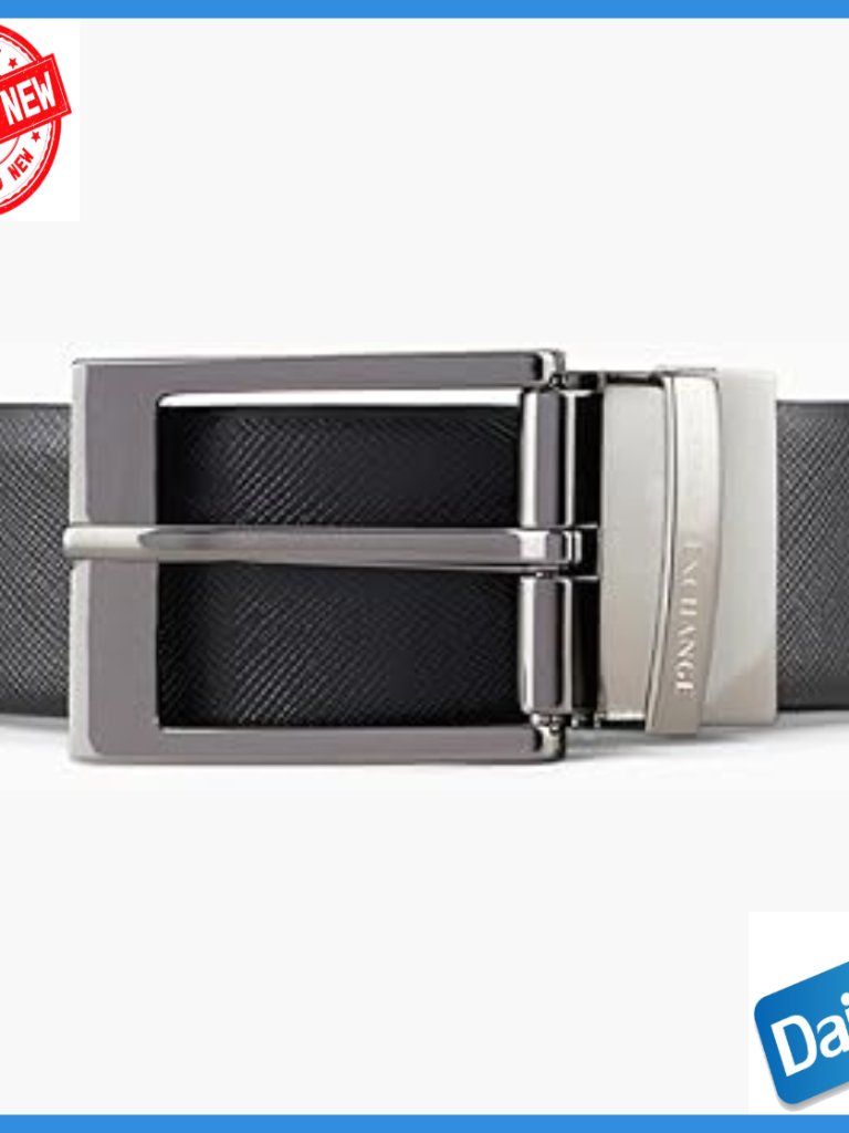 Leather Belt With Rectangle Buckle, Adjustable Fit, One Size